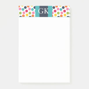 Blaue Punkte-Monogramm-Post-it-Notiz Post-it Klebezettel