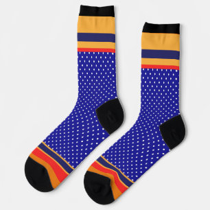 Blaue Punkte + Streifen Socken