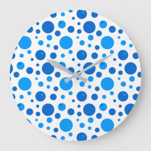 Blaue Punkte und Kreise Wanduhr