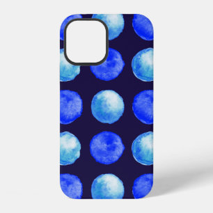 Blaue Punkte Wasserfarben-Muster Indigo Himmelblau iPhone 12 Hülle