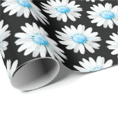 Blaue Punktierte Gänseblümchen Geschenkpapier (Rolleneckpunkt)