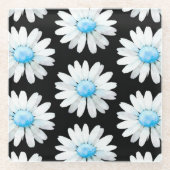Blaue Punktierte Gänseblümchen Glasuntersetzer (Vorderseite)