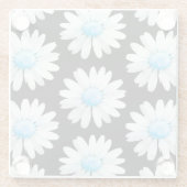 Blaue Punktierte Gänseblümchen Glasuntersetzer (Rückseite)