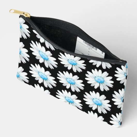 Blaue Punktierte Gänseblümchen Zubehörtasche (Offen)