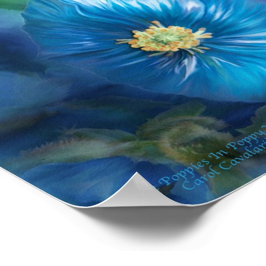 Blaue Pupien in Poppy Vase Art Poster/Print Poster (Ecke)