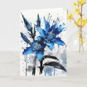Blaue Puya - Aquarellblumen Karte (Gelbe Blume)