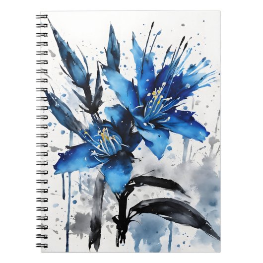 Blaue Puya - Aquarellblumen Notizblock (Vorderseite)