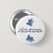 Blaue Puzzlespiel-Stücke - Autismus-Bewusstsein Button (Vorne & Hinten)