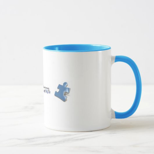 Blaue Puzzlespiel-Stücke - Autismus-Bewusstsein Tasse (Rechts)