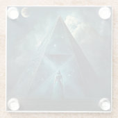 Blaue Pyramide Surreale Visionäre Kunst Glasuntersetzer (Rückseite)
