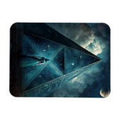 Blaue Pyramide Surreale Visionäre Kunst Magnet (Horizontal)