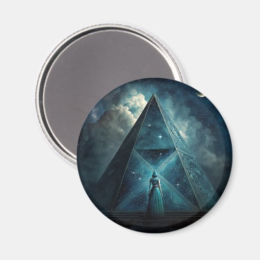 Blaue Pyramide Surreale Visionäre Kunst Magnet (Vorderseite/Rückseite)
