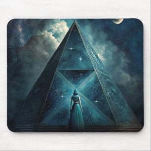 Blaue Pyramide Surreale Visionäre Kunst Mousepad