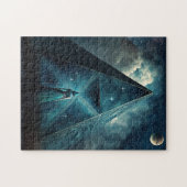 Blaue Pyramide Surreale Visionäre Kunst Puzzle (Horizontal)
