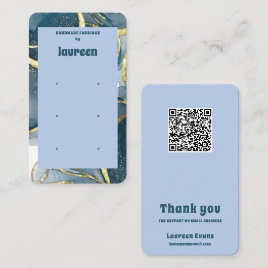 Blaue QR-Code-Ohrhänger-Anzeige Visitenkarte (Vorne/Hinten)