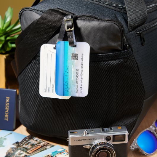 Blaue QR-Codes für Meeresschutzgebiete Gepäckanhänger (Vorderseite & Rückseite)