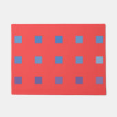 Blaue Quadrate auf rotem Hintergrund Fußmatte (Vorderseite)