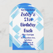 Blaue Quadrate Einladung (Vorne/Hinten)