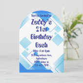 Blaue Quadrate Einladung (Stehend Vorderseite)