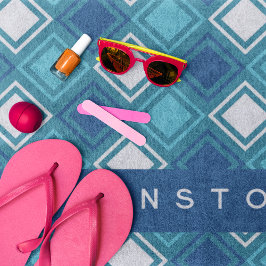 Blaue Quadrate für individuelles Strandtuch