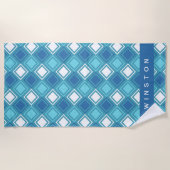 Blaue Quadrate für individuelles Strandtuch (Vorderseite)