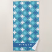 Blaue Quadrate für individuelles Strandtuch (Vorderseite)