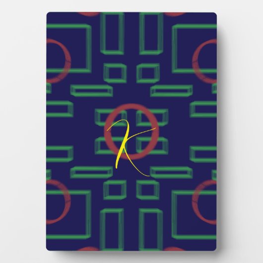 Blaue Quadrate geometrisch Fotoplatte (Vorderseite)