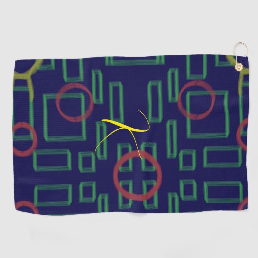 Blaue Quadrate geometrisch Golfhandtuch (Horizontal)