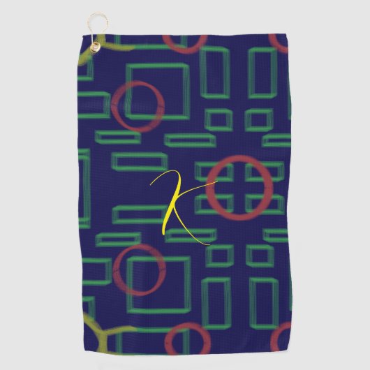 Blaue Quadrate geometrisch Golfhandtuch (Vorderseite)