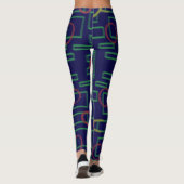 Blaue Quadrate geometrisch Leggings (Rückseite)