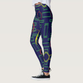 Blaue Quadrate geometrisch Leggings (Links)