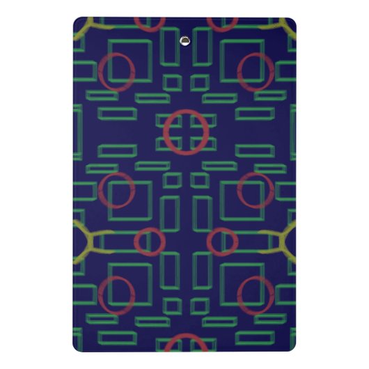 Blaue Quadrate geometrisch Mini Klemmbrett (Rückseite)