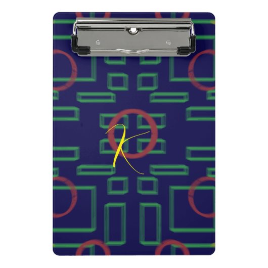 Blaue Quadrate geometrisch Mini Klemmbrett (Vorderseite)