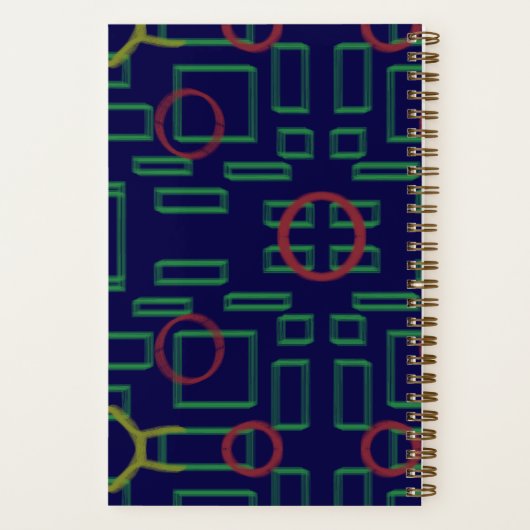 Blaue Quadrate geometrisch Notizblock (Rückseite)