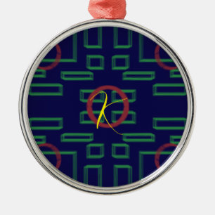 Blaue Quadrate geometrisch Ornament Aus Metall