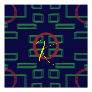 Blaue Quadrate geometrisch Poster