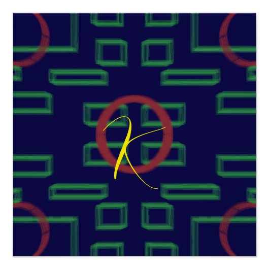 Blaue Quadrate geometrisch Poster (Vorderseite)