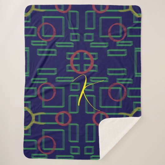 Blaue Quadrate geometrisch Sherpadecke (Vorderseite)