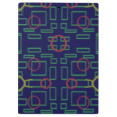 Blaue Quadrate Geometrische Zwischenablage Klemmbrett (Rückseite)
