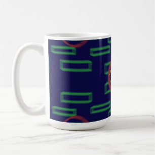 Blaue Quadrate Geometrisches Monogramm Kaffeetasse