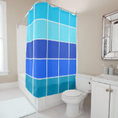 Blaue Quadrate glänzende Streifen Duschvorhang (Beispiel)