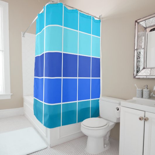 Blaue Quadrate glänzende Streifen Duschvorhang (Beispiel)