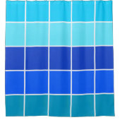Blaue Quadrate glänzende Streifen Duschvorhang (Vorderseite)