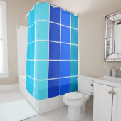 Blaue Quadrate glänzende Streifen Duschvorhang (Beispiel)