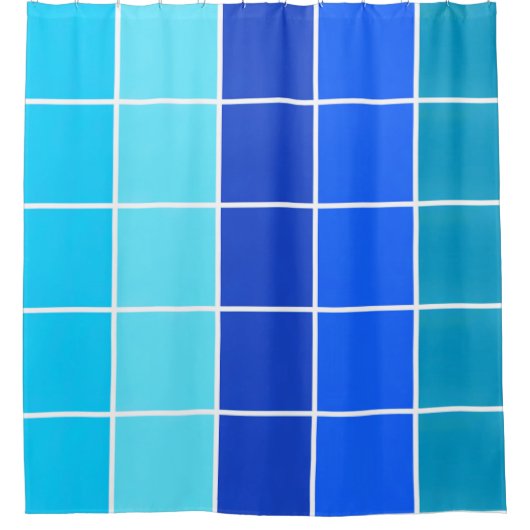 Blaue Quadrate glänzende Streifen Duschvorhang (Vorderseite)