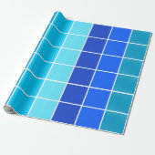Blaue Quadrate glänzende Streifen Geschenkpapier (Ungerollt)