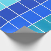 Blaue Quadrate glänzende Streifen Geschenkpapier (Ecke)