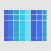 Blaue Quadrate glänzende Streifen Seidenpapier (Vorderseite)