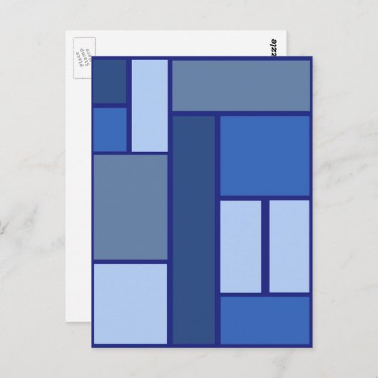 Blaue Quadrate in einem geometrischen Muster Postkarte (Vorne/Hinten)