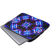 Blaue Quadrate mit Acrylgradienten im dunklen Stil Laptopschutzhülle (Vorne Knopf)